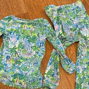 Lilly Pulitzer Green Blue Pink Tropical Two-Piece Set